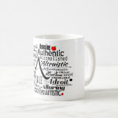 Adjektive Word Cloud beginnt mit Buchstabe A Kaffeetasse (VorderseiteRechts)