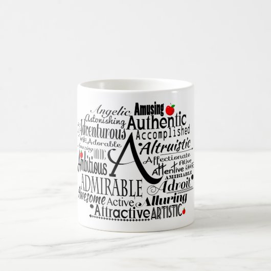 Adjektive Word Cloud beginnt mit Buchstabe A Kaffeetasse (Mittel)