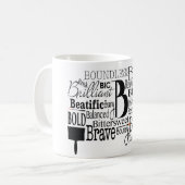 Adjektive Word Cloud beginnt mit Buchstabe B Kaffeetasse (Vorderseite Links)