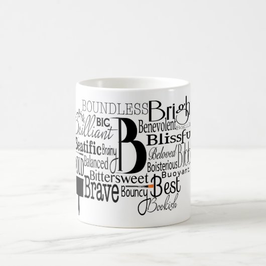 Adjektive Word Cloud beginnt mit Buchstabe B Kaffeetasse (Mittel)