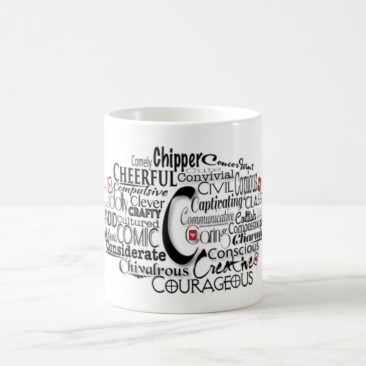 Adjektive Word Cloud beginnt mit Buchstabe C Kaffeetasse (Mittel)