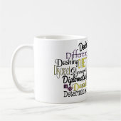 Adjektive Word Cloud beginnt mit Buchstabe D Kaffeetasse (Links)