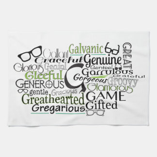 Adjektive Word Cloud beginnt mit Buchstabe G Handtuch