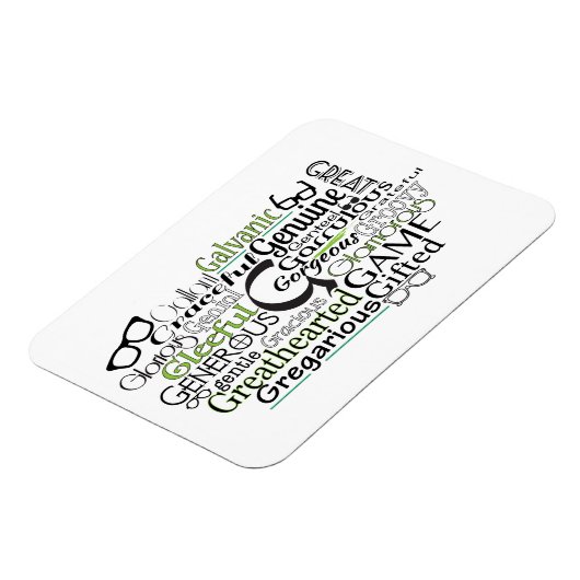 Adjektive Word Cloud beginnt mit Buchstabe G Magnet (Linke Seite)