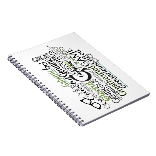 Adjektive Word Cloud beginnt mit Buchstabe G Notizblock (Rechte Seite)