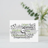 Adjektive Word Cloud beginnt mit Buchstabe G Postkarte (Stehend Vorderseite)