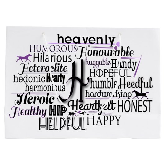 Adjektive Word Cloud beginnt mit Buchstabe H Große Geschenktüte (Rückseite)