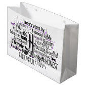 Adjektive Word Cloud beginnt mit Buchstabe H Große Geschenktüte (Vorderseite Schrägansicht)