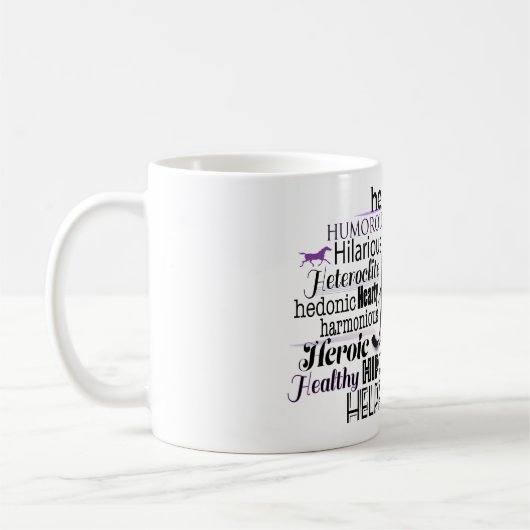 Adjektive Word Cloud beginnt mit Buchstabe H Kaffeetasse (Links)