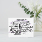 Adjektive Word Cloud beginnt mit Buchstabe H Postkarte (Stehend Vorderseite)