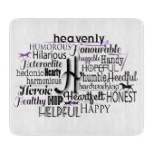 Adjektive Word Cloud beginnt mit Buchstabe H Schneidebrett (Vorderseite)