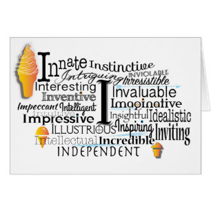 Adjektive Word Cloud beginnt mit Buchstabe I