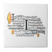 Adjektive Word Cloud beginnt mit Buchstabe I Fliese (Vorderseite)