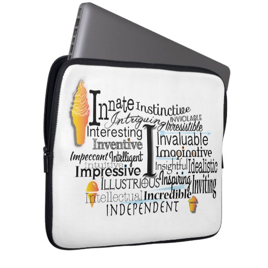 Adjektive Word Cloud beginnt mit Buchstabe I Laptopschutzhülle (Vorne Rechts)