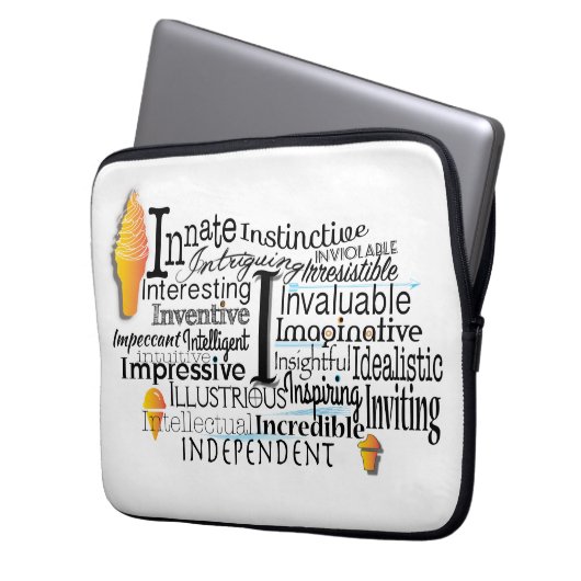 Adjektive Word Cloud beginnt mit Buchstabe I Laptopschutzhülle (Vorderseite Links)