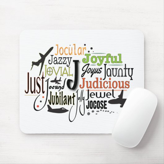 Adjektive Word Cloud beginnt mit Buchstabe J Mousepad (Mit Mouse)