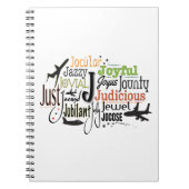 Adjektive Word Cloud beginnt mit Buchstabe J Notizblock (Vorderseite)