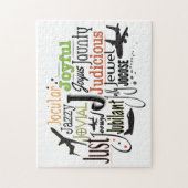 Adjektive Word Cloud beginnt mit Buchstabe J Puzzle (Vertikal)
