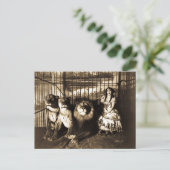 Adjie und die Löwen 1899 Vintager Zirkus Postkarte (Stehend Vorderseite)