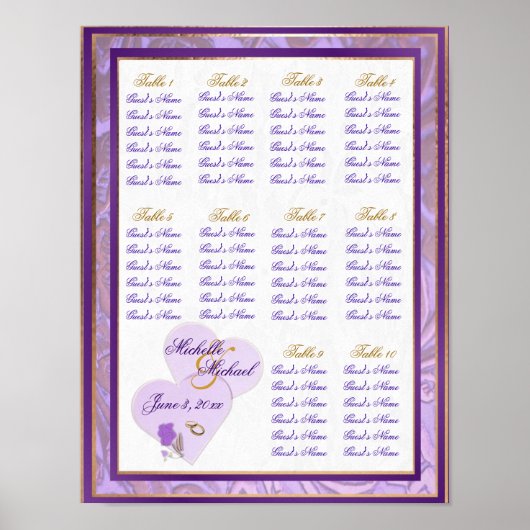 Adjustable Size Lavender and Purple Seating Chart Poster (Vorne)