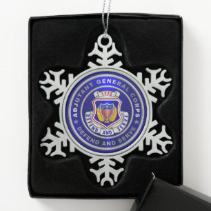 Adjutant General Corps AG Weihnachten Schneeflocken Zinn-Ornament