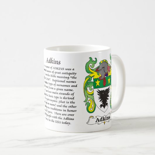 Adkins Familien-Wappen Tasse (VorderseiteRechts)