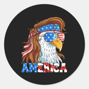 Adle 4. Juli Mullet American Flag Usa Patriot Runder Aufkleber