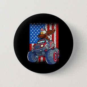 Adle Monster Truck 4. Juli Jungen amerikanische Fl Button
