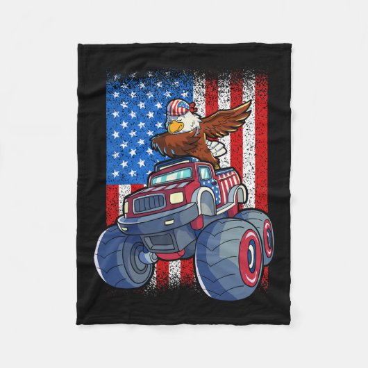 Adle Monster Truck 4. Juli Jungen amerikanische Fl Fleecedecke (Vorderseite)