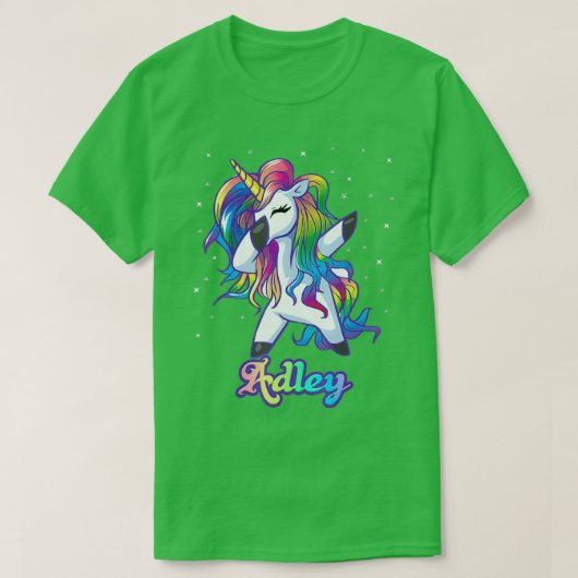 ADLEN Name Personalisiert Custom Rainbow Unicorn D T-Shirt (Design vorne)