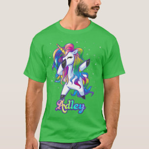 ADLEN Name Personalisiert Custom Rainbow Unicorn D T-Shirt