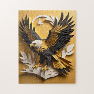 Adler 3D Papierkunst Design T-Shirt  Puzzle
