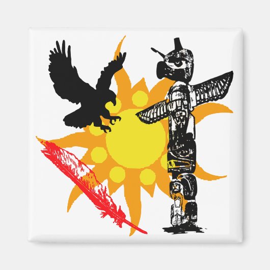 Adler, Adlertotem & Feather-Design Magnet (Vorne)