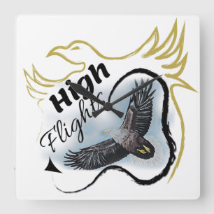 Adler am blauen Himmel Quadratische Wanduhr