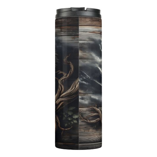 Adler am Zweig vor Sturm Thermosbecher (Rückseite)