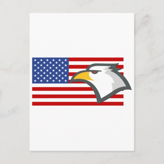 Adler auf amerikanischer Flagge Postkarte (Vorderseite)