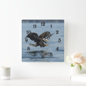 Adler auf Ansatz Quadratische Wanduhr (Zuhause)