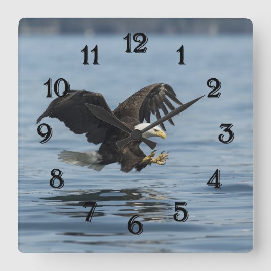 Adler auf Ansatz Quadratische Wanduhr (Vorderseite)