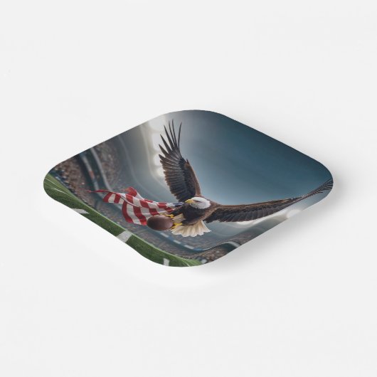 Adler auf Bald mit Fußball und Flagge Pappteller (Gewinkelt)