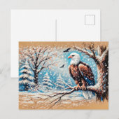 Adler auf Baum während des Schneefalls im Winter Postkarte (Vorne/Hinten)