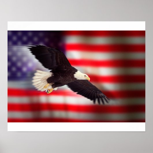 Adler auf dem amerikanischen Flaggenposter Poster (Vorne)