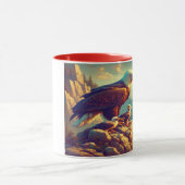 Adler auf dem Felsen mit seinen Babys Tasse (Zentrum)