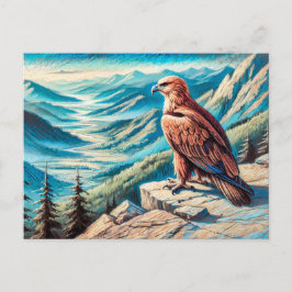 Adler auf dem Felsen Über der Bergwelt Postkarte