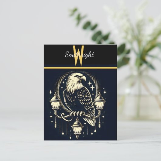 Adler auf Straßenlaternen Postkarte (Stehend Vorderseite)