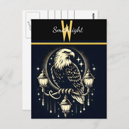 Adler auf Straßenlaternen Postkarte (Vorne/Hinten)