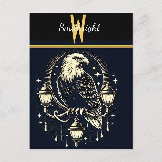 Adler auf Straßenlaternen Postkarte (Vorderseite)