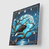 Adler auf Zweig unter dem Moonlit Himmel Quadratische Wanduhr (Winkel)
