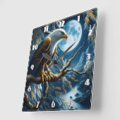 Adler auf Zweig unter dem Moonlit Himmel Quadratische Wanduhr (Winkel)