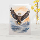 Adler aus Bald, der hoch über dem Meeresspiegel fl Karte (Gelbe Blume)