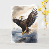 Adler aus Bald, der hoch über der Meeresfläche fli Karte (Gelbe Blume)